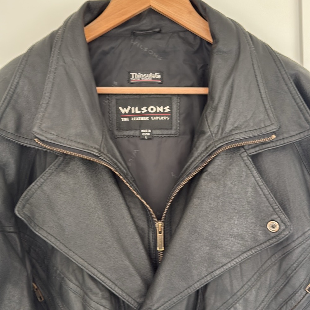Wilson’s Black Leather Jacket, Sz L - Picture 5 of 11